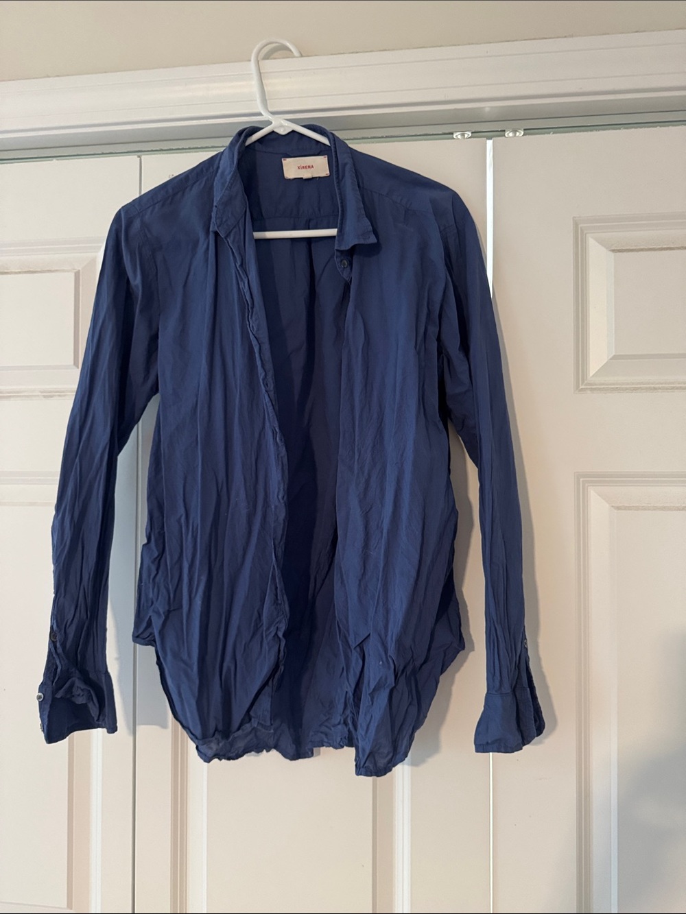 XiRENA Navy Blue Lightweight Open-Front Blouse